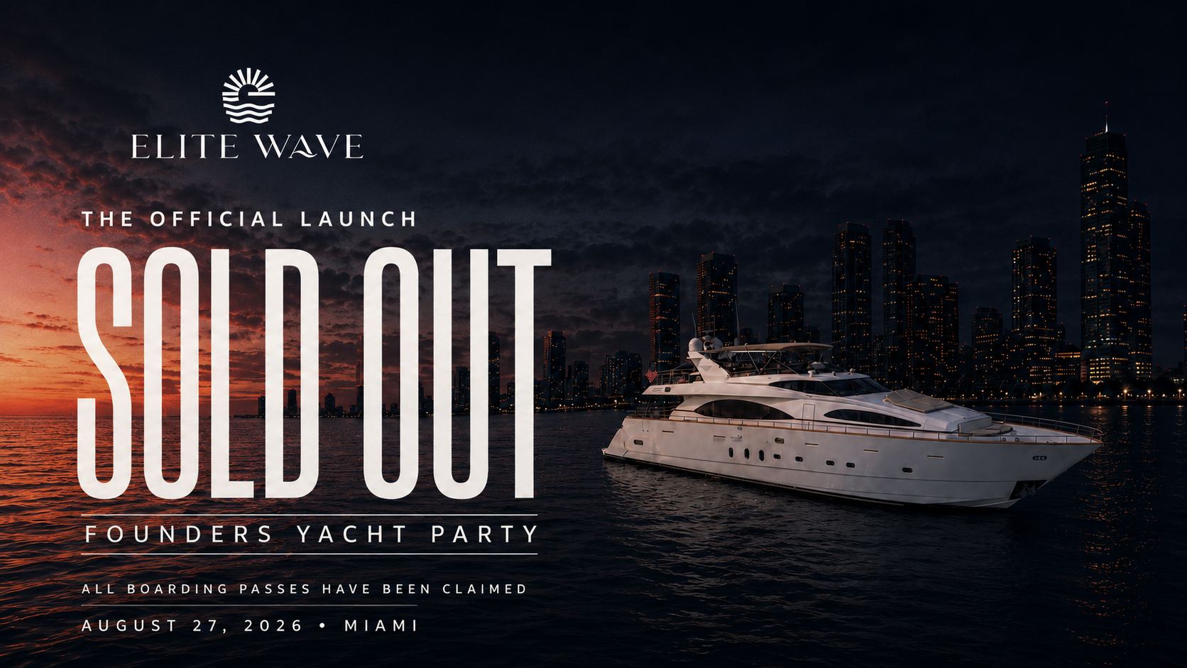 Official Launch | The Founders Yacht Party — Miami boat party flyer