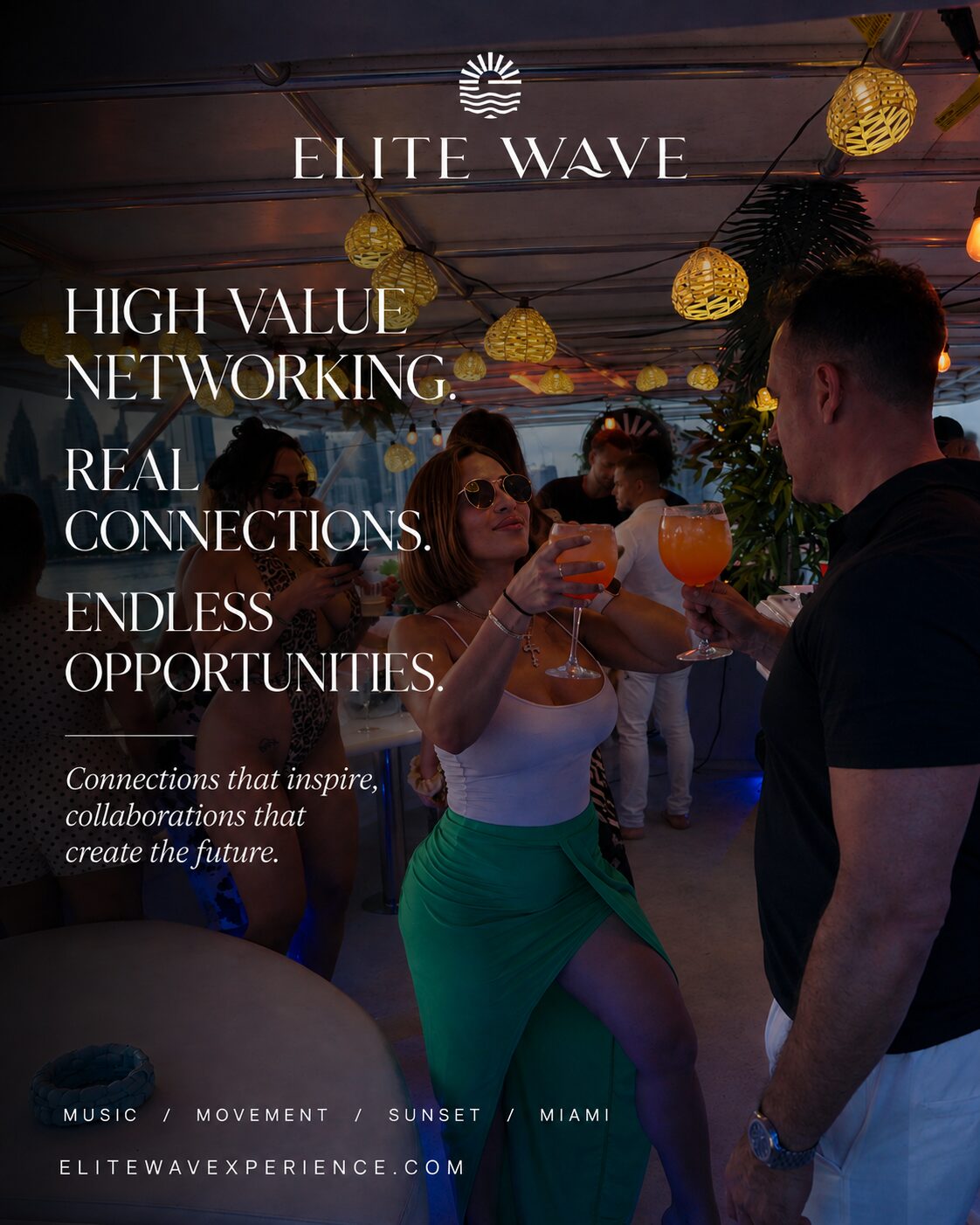 Elite Wave boat party in South Florida — guests aboard the yacht